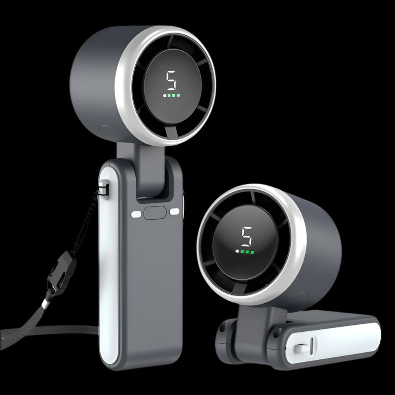 3-in-1 Handheld Turbo Fan – Foldable, LED Display, 10H Runtime