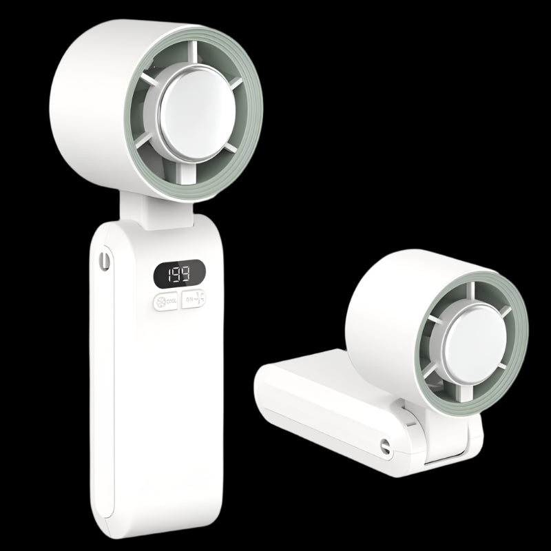 3-in-1 Handheld Turbo Fan – Foldable, LED Display, 10H Runtime