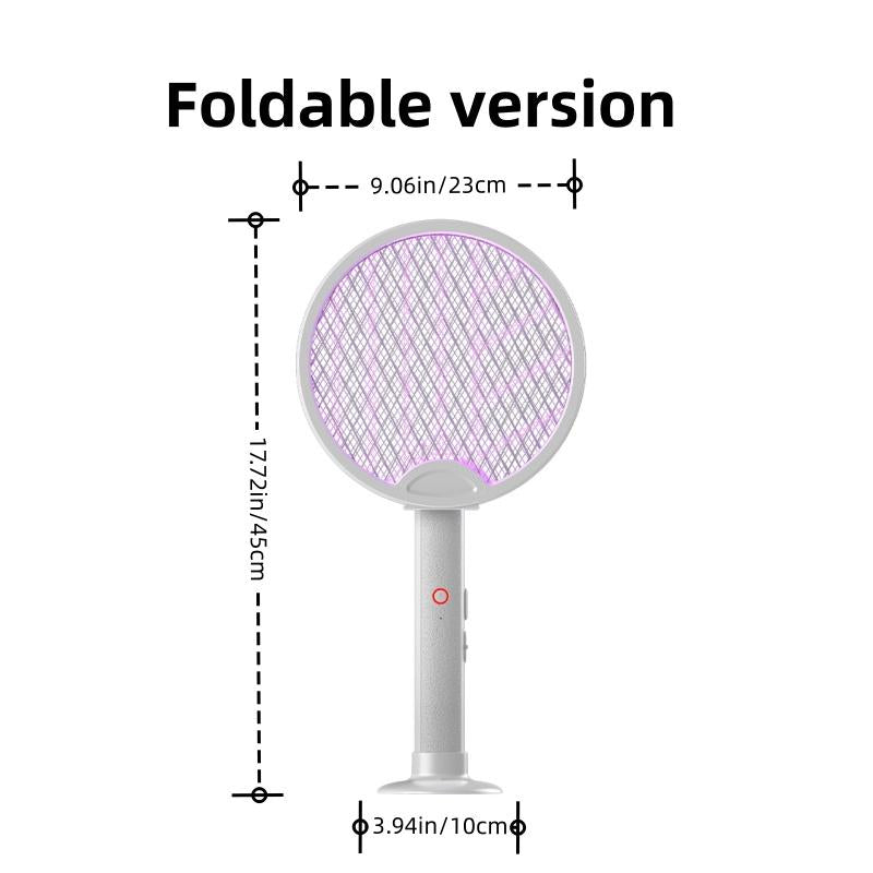 2-in-1 Foldable Electric Bug Zapper Racket with USB Rechargeable Base – Indoor & Outdoor Use